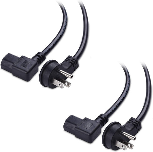 Cable Matters 2-Pack 16 AWG Low Profile Right Angle Power Cord, 6 Feet