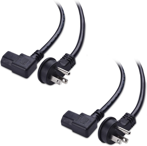 Cable Matters 2-Pack 16 AWG Low Profile Right Angle Power Cord, 6 Feet