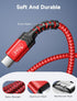 JSAUX 240W USB-C Charge Cable 10FT, Fast Charger for MacBook Pro, iPad Pro, iPhone 15, Samsung Galaxy S23, Pixel-Red.