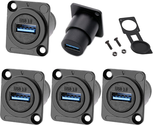 PENGLIN 5PCS USB3.0 D Series Panel-Mount Connector, Waterproof USB Port Socket for Data Transfer