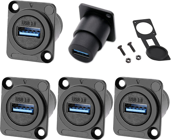 PENGLIN 5PCS USB3.0 D Series Panel-Mount Connector, Waterproof USB Port Socket for Data Transfer