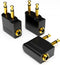 Gold Plated Airplane Headphone Adapter - Dual 3.5mm Male to Female, 3-Pack for Audio Jack & Earphones.