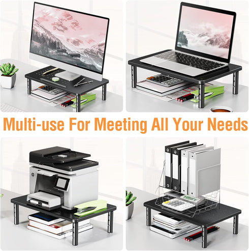 2 Pack 3 ELIVED Monitor Stand Riser - Height Adjustable Monitor Stand for Laptop, Computer, PC, Printer, Mesh Metal