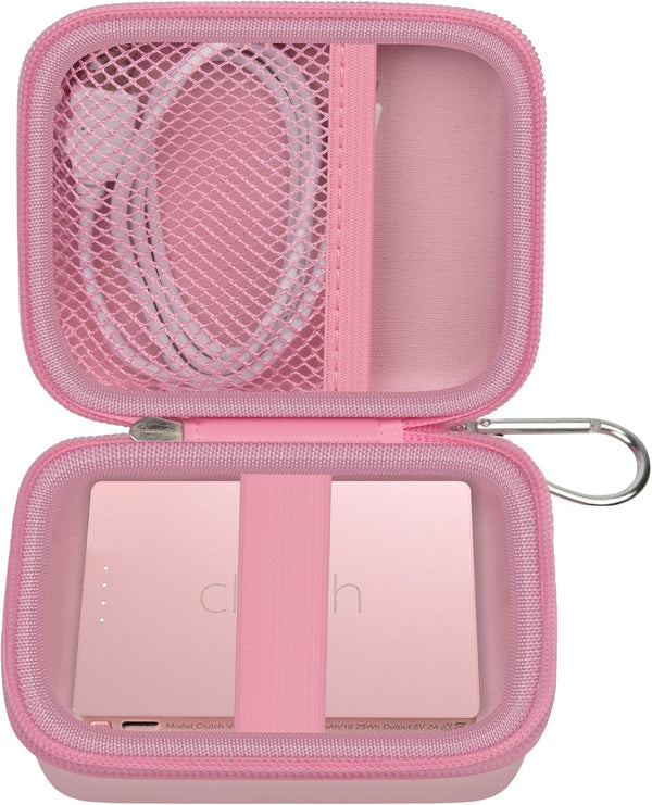Case Compatible with Clutch - Pro Portable Charger for iPhone, Travel Holder Storage for Battery Pack, Pink