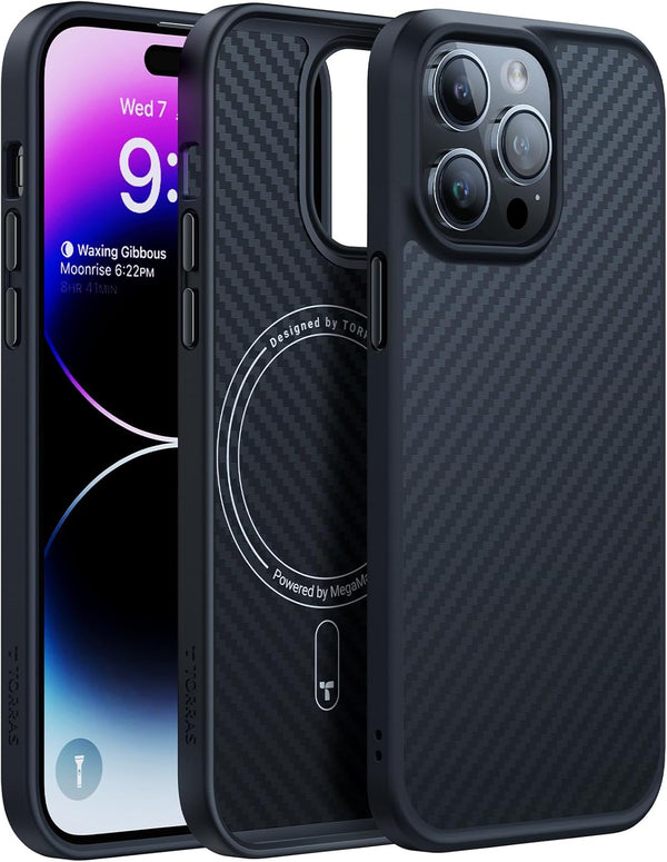 TORRAS Upgraded Stronger Magnetic Case for iPhone 14 Pro, 12 FT Military Grade Drop Tested, Scratch Resistant, Black