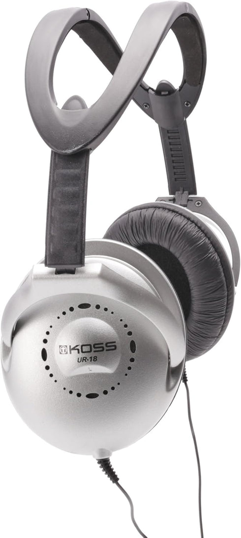Koss UR18 Collapsible Home Headphones, Silver Finish with 3.5mm Jack, Standard Packaging