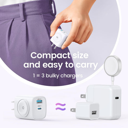 Apple Watch Charger with 20W Fast Charging Block, 3 in 1 PD USB C Wall Charger for iWatch Series Ultra/9/8/7/6