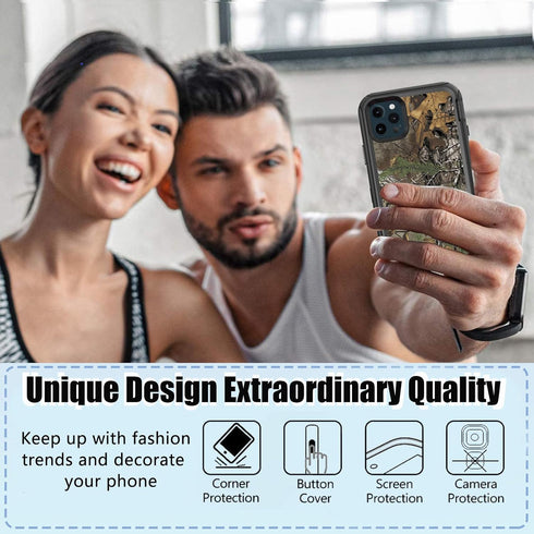 Compatible for iPhone 12/12 Pro Case with Screen Protector, 3-Layer Full Body Shockproof Rugged Camo Protective Case