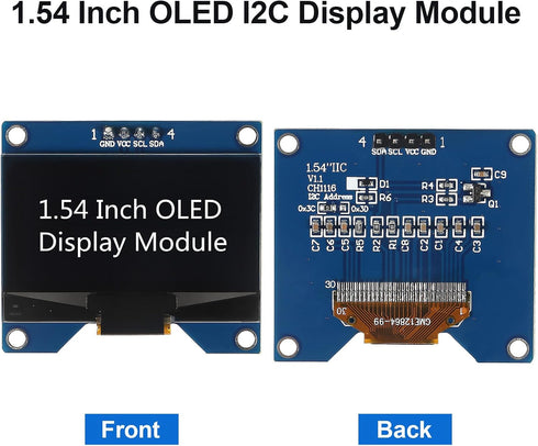 MELIFE 2pcs 1.54 Inch I2C 128x64 SSD1309 OLED IIC Display Module, Pixel Driver Self-Luminous OLED Screen Board