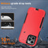 Heavy Duty iPhone 12 Pro Max Case (6.7") - Shockproof, Red, with Belt Clip Kickstand & Tempered Glass Screen Protector.