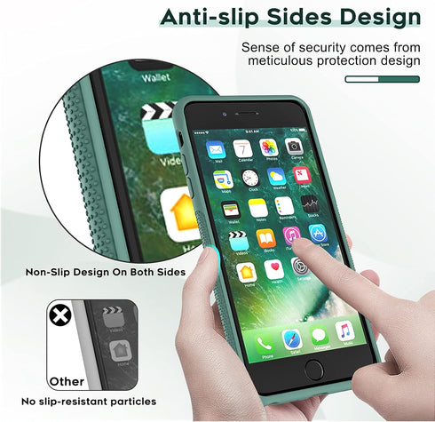 LeYi Green Liquid Silicone Case for iPhone 8/7/6s/6 with Stand & 2 Glass Screen Protectors - Shockproof Cover for All