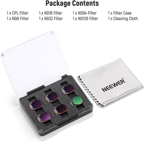 NEEWER Snap On ND&CPL Filter Set - 6 Pack Compatible with DJI Mini 4 Pro, Ultra Slim Frame Double Sided Coated