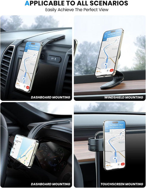 eSamcore Detachable MagSafe Car Mount, Bendable Aluminum Arm Magnetic Phone Holder with 20 Strong Magnets