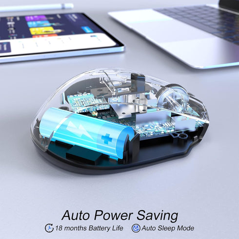 Wireless Mouse, Bluetooth 6 Button Mouse with 5 Adjustable DPI (800-2400), 18-Month Battery Life, Ergonomic for Laptop,