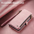 Defencase iPhone 13 Pro Max Wallet Case with RFID Blocking Card Holder, PU Leather Magnetic Snap Flip Zipper Strap