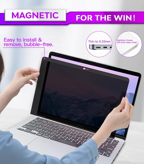 PYS MacBook Air 13 inch Privacy Screen, Compatible with MacBook Air 13.3' (2018-2021), Anti Glare