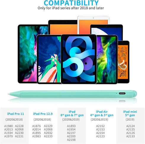 iPad Pro 11 Inch Pencil - 1.5mm Fine Point Tip Stylus Pen with Palm Rejection for iPad Drawing, Green