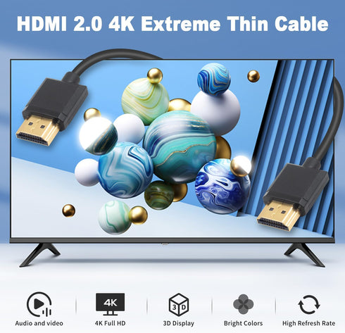 Duttek Ultra Thin HDMI Cable 1Feet, 4K Male to Male HDMI 2.0 Cord for 3D and Ultra HD TV Stick Extension Converter