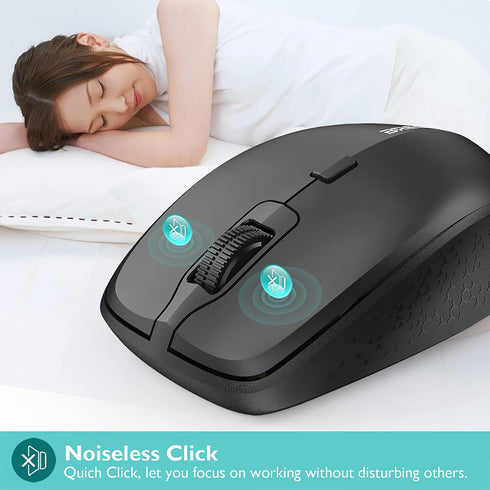 Wireless Mouse for Laptop, Portable Mouse with Mouse Pad, 2.4G/BT Ergonomic for Right or Left Hand Use, 3 Adjustable