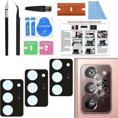 BATLABB 3PCS for Galaxy Note 20 Ultra Rear Camera Lens Glass Replacement Kit,