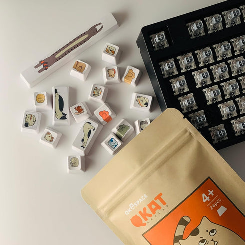 QKA KEEB QKAT KEYCAP, Novelty Kit, OEM Profile, PBT Keycaps, 24 Keys, MX Compatible Switches