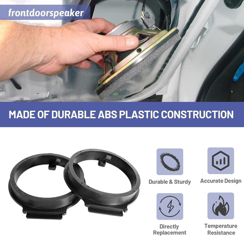 Aftermarket Front & Rear Door Speaker Adapter Spacer Ring for GM GMC 2006-2019, Chevy 2006-2021, Cadillac 2007-2014 Vehicles 6.5 Inch Speaker Bracket Installation 2 Pack