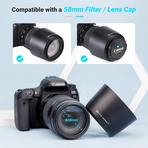 JJC Camera Lens Hood Shade for Canon EF 75-300mm f/4-5.6 III USM & EF-S 55-250mm f/4-5.6 IS II - Replaces Canon ET-60