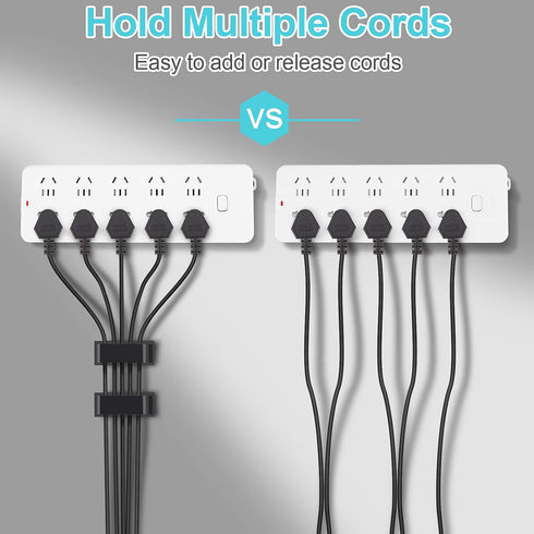 50 PCS Cable Management Clips, Large Black Cord Organizers for Under Desk, Adhesive Wire Holder Clips