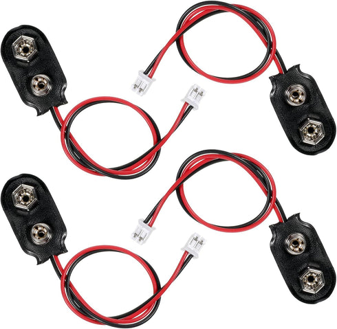 EupHHonycs 4 Pcs 9V Battery Clip Connector Battery Snap to PH 2.0 Connector