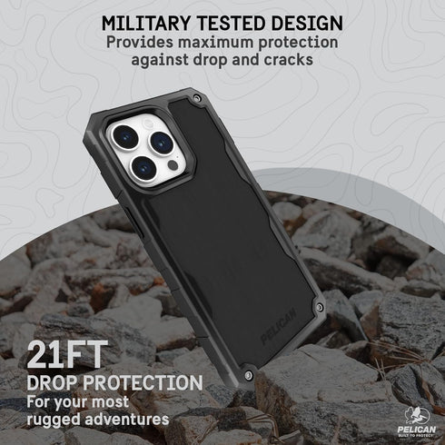 Pelican Shield Case for iPhone 15 Pro Max - 21FT MIL-STD Drop Protection, Magnetic Charging with Belt Clip