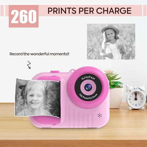 Kids Instant Print Camera, Toddler Camera That Prints Photos, 3.5IN Screen Portable Toy Camera for Girls 3-12 Years