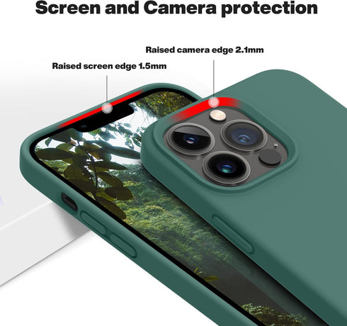 OTOFLY iPhone 13 Pro Case, Full-Body Silicone Shockproof Slim Thin Compatible with MagSafe, Midnight Green