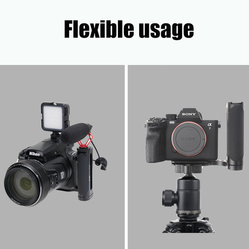 FOTGA 1/4"-20 Universal Side Handle Hand Grip Holder Video Stabilizer with Arca Swiss Base Plate