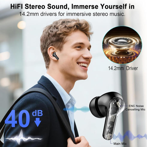 5.4 4 48H IP7 Wireless Earbuds, Bluetooth Headphones HiFi Stereo, Ear Buds with ENC Noise Cancelling Mics, Bluetooth