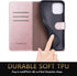 SUANPOT Leather Wallet Case for iPhone 12 Pro Max, RFID Blocking Credit Card Holder, Flip Folio Magnetic Cover, Rose