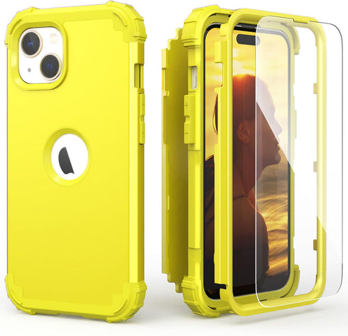 IDweel for iPhone 15 Case with Screen Protector,Luxury 3 in 1 Shockproof Slim