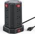 SMALLRT Power Tower Desktop Charging Station, 10 Ft Power Strip Surge Protector with 12 AC Outlets & 4 USB (1 USB C),