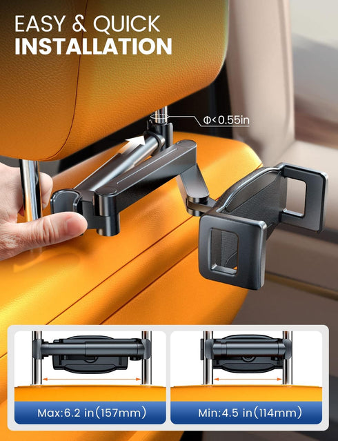 eSamcore Back Seat iPad Car Holder, 1.57" Extra Deep Clamp for 4.7"-11" Tablets, Road Trip Essentials for Kids