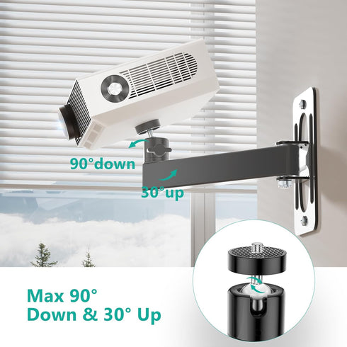 WALI 1/4" M4 M6 4.4lbs 1330LM-PMS, Mini Projector Wall Mount, Full Motion Adjustable Bracket for Screws, Hanging Holder