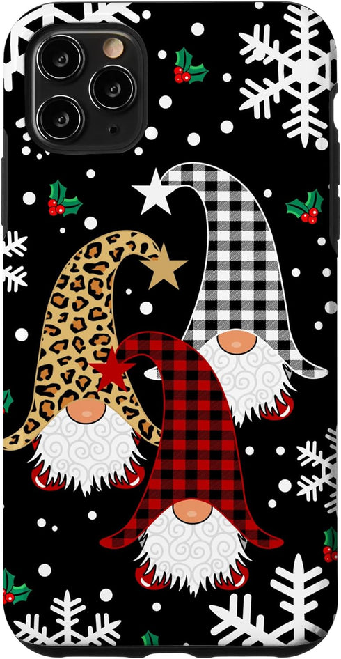 iPhone 11 Pro Max Case - Gnomes Buffalo Plaid Leopard Christmas Tree Santa Xmas Design