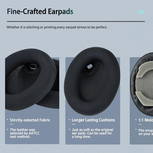 Fabric Replacement Ear Pads for Sony WH-1000XM4 Wireless Headphones, Compatible Earpads with Smooth Fabric & Memory Foam
