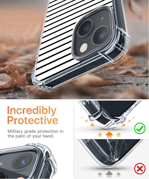 Stripes Case for iPhone 13/14, Hard PC+TPU Bumper Clear Protective Case Compatible with iPhone 13/14 6.1" - Minimal