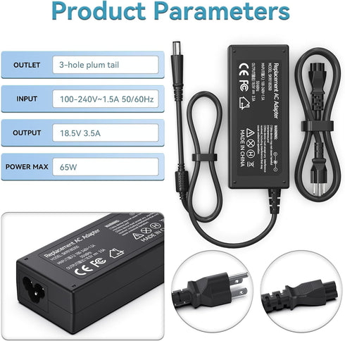 ROLADA 65W Laptop Charger for HP Elitebook Folio 9470m 9480m, Pavilion DV7 DV6 DV5 G6 G7, Power Supply Cord