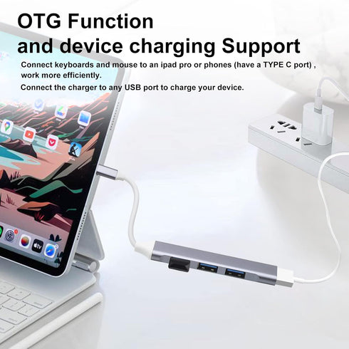 2pcs USB C Hub USB Hub 3.0,4-Port USB C to USB Adapter USB to USB C Adapter,Ultra-Slim USB C Adapter USB Splitter,USB C Dock USB Extender for Laptop,iMac Pro,MacBook Air,Mac,USB to USB C,USB C to USB
