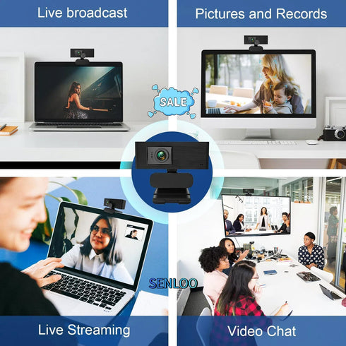 SENLOO 1080P Webcam HD for PC - Web Camera for Desktop Computer with Hi-fi Microphones, Privacy Cover - Computer Camera