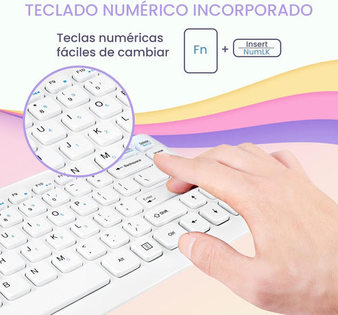 Perixx PERIBOARD-407W ES Mini Teclado USB, Chiclet Keys, QWERTY Español (White)