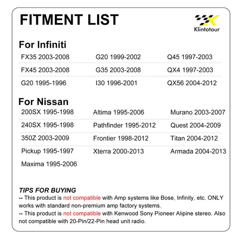 1995-2013/Infiniti 1997-2012, 16Pin 350Z FX35 G35 Aftermarket Radio Wiring Adapter Compatible with Nissan Android Car