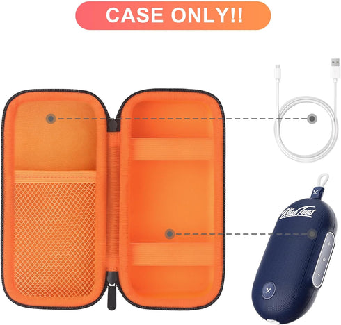 BOVKE Carrying Case Compatible with Blue Tees Golf Player Go Compact GPS Speaker Bluetooth Music & Audible GPS Portable Speaker, Mesh Pocket for Charging Cables, Black