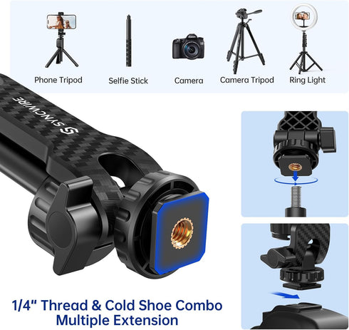SYNCWIRE Tripod Phone Mount, Universal Smartphone Mount Adapter with 2 Cold Shoe and 1/4" Screw, Adjustable Cell Phone