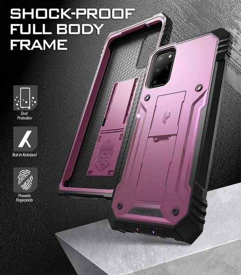 Poetic Revolution Series Case for Samsung Galaxy S20 Plus, Full-Body Rugged Protective Cover, Metallic Purple
